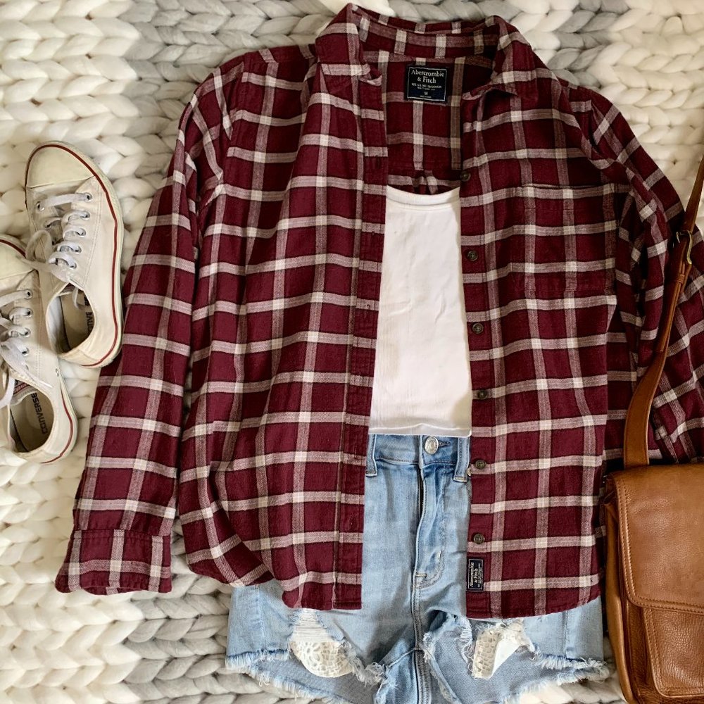 Maroon Abercrombie & Fitch Plaid Top